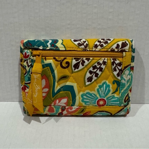 Vera Bradley Provencal Euro Wallet Yellow Multi Paisley Floral Folding Snap - Picture 2 of 11
